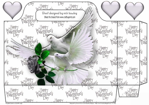 Valentine word gift tote bag with doves & silver hearts