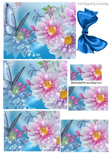 Pretty pink flowers with butterflies pyramids