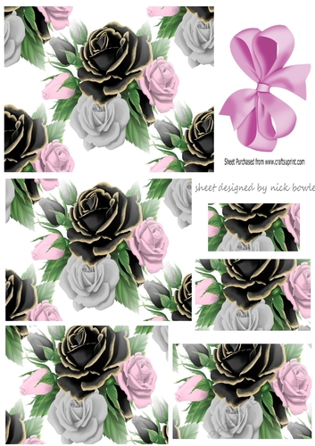 pretty pink/black/white roses pyramids with bow