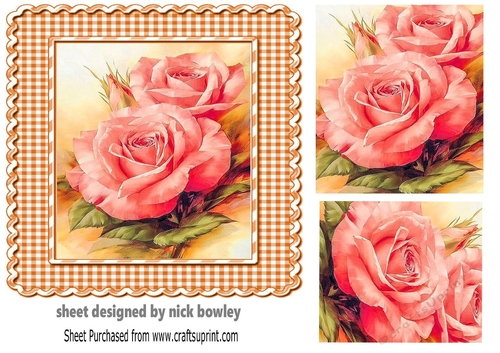 Pretty pink rose with pyramids 7x7