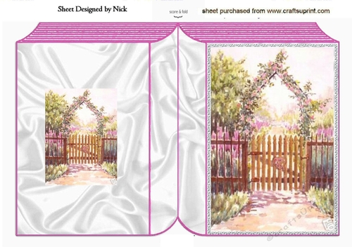 Pretty garden scene pink folded book