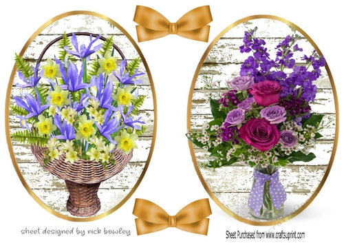two pretty flower arrangement toppers with bows