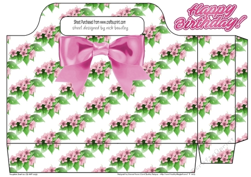 Pretty pink flowers tote gift bag with bow