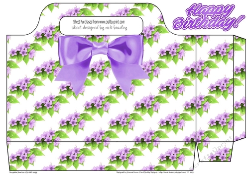 Pretty purple flowers tote gift bag with bow