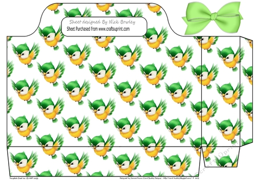 Pretty green birds with bow tote gift bag