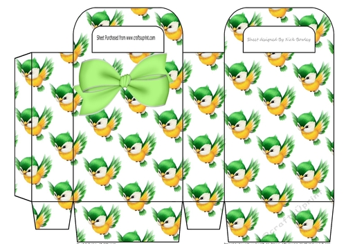 Pretty green birds with bow small gift bag