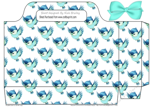 Pretty blue birds with bow tote gift bag
