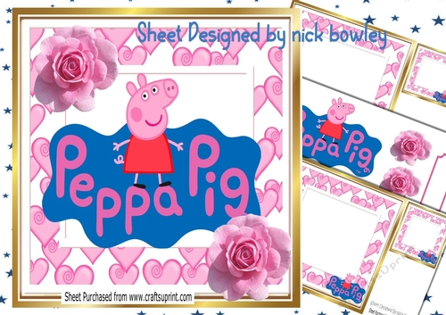 lovely peppa pig with pink roses 8x8 mini kit