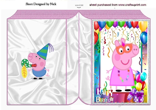 Peppa pigs birthday with balloons A5 folded book
