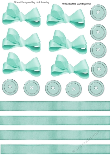 Pretty turq collection cut outs of bows/borders and buttons