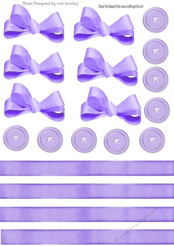 Pretty purple collection cut outs of bows/borders and buttons