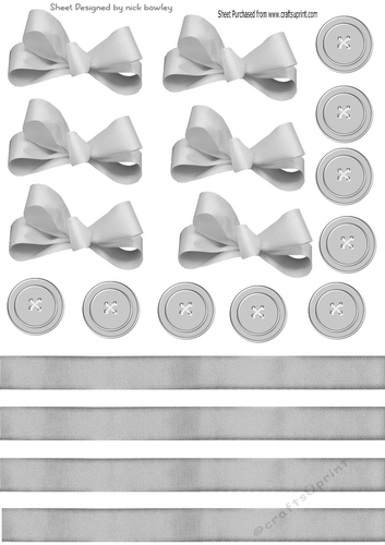 Pretty silver collection cut outs of bows/borders and buttons
