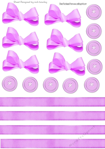 Pretty lilac collection cut outs of bows/borders and buttons