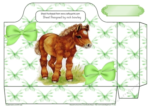pretty foal with green bows and butterflies tote gift bag