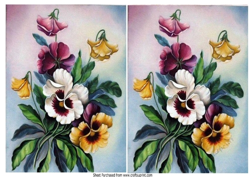 2 Pretty toppers of A5 Pansies (two)
