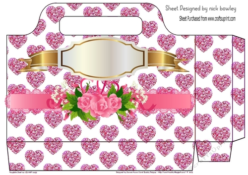 pretty pink hearts and roses tote gift bag