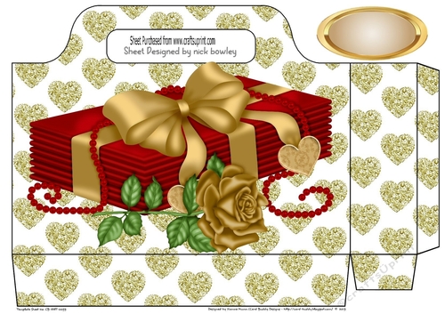 Pretty gold rose and letters on a gold heart tote gift bag
