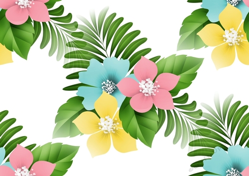 Pretty coloured flowers with leaves (BIG) Backing paper