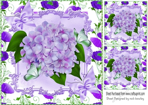 pretty lilac shades of flowers and butterflies 8x8