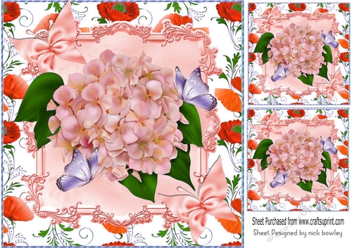 pretty peach shades of flowers and butterflies 8x8
