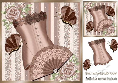 pretty vintage brown basque with roses and lace 8x8