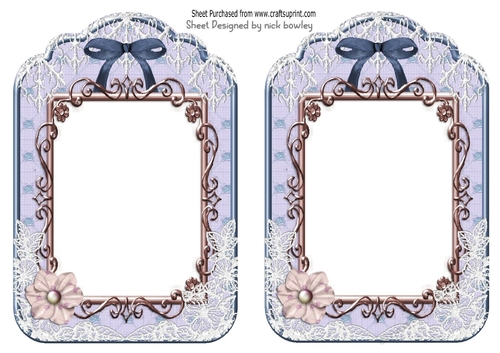 2 pretty ornate lace and bow card fronts A5