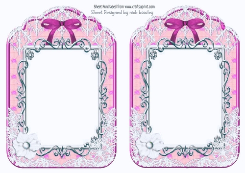 2 pretty ornate lace and bow card fronts A5 (pink)