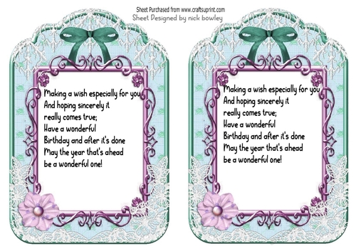 2 pretty ornate lace and bow card fronts A5 (turq) insert four