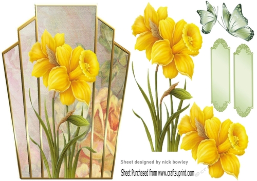 Pretty ornate art deco topper with daffodils