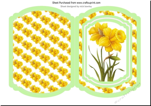 pretty yellow daffodils cut and fold bracket card
