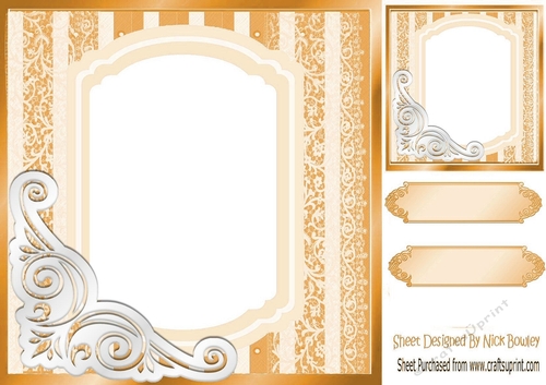 fancy gold lace ornate corner card front 8x8