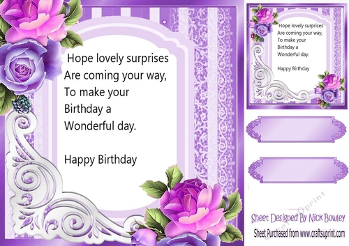 fancy purple lace ornate corner card front 8x8 with insert (two)