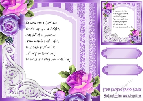 fancy purple lace ornate corner card front 8x8 with insert (four)