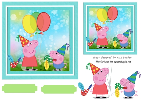 Cute peppa pig with balloons 7x7