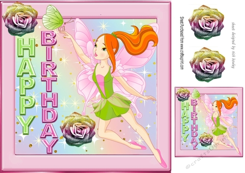 Pretty rainbow roses with a faerie 8x8