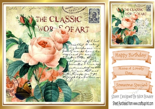 pretty peach roses with script 8x8