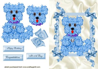 Flower Scottie Dog Blue for a Baby Boy