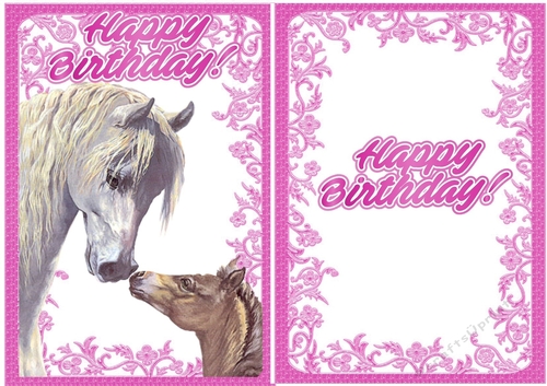Lovely horse with baby foal A5 with insert (pink)