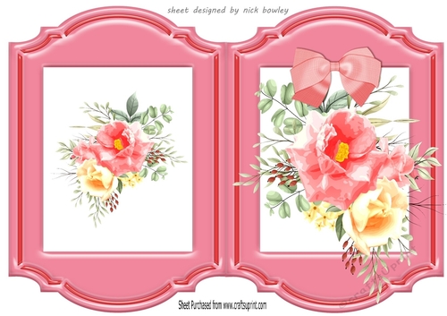 pretty water colour flowers with bow bracket card