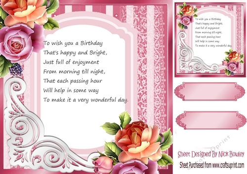 Cute little kitty with roses 8x8 frame insert/card front