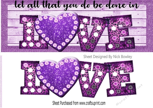 Lovely heart  sentiment DL Long Card in purple