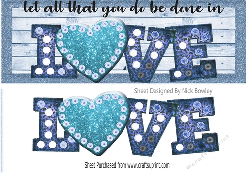 Lovely heart  sentiment DL Long Card in blue