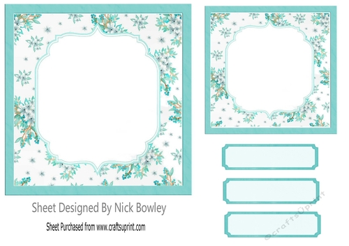 pretty turq floral card fronts/topper 7x7