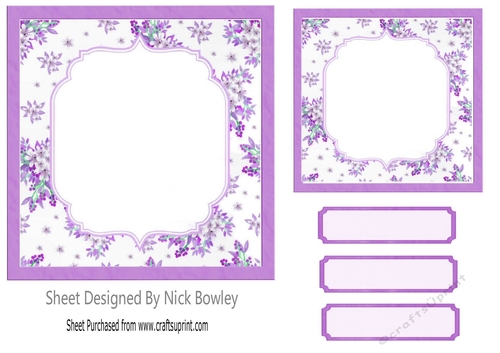 pretty lilac floral card fronts/topper 7x7
