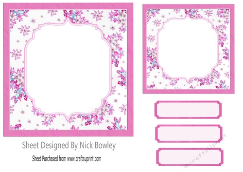 pretty pink floral card fronts/topper 7x7 card front