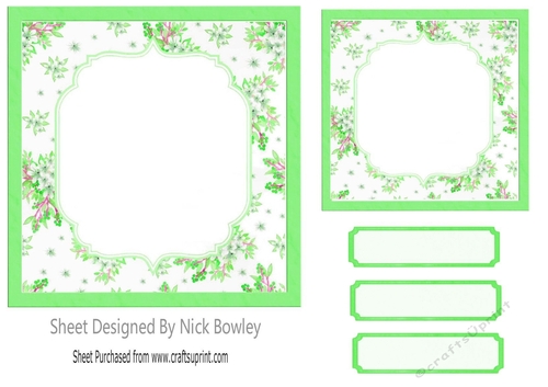 pretty green floral card fronts/topper 7x7
