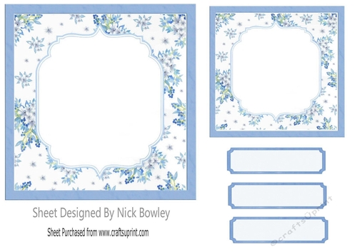 pretty blue floral card fronts/topper 7x7 card front