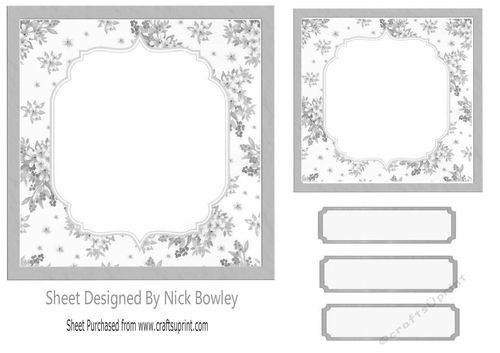 pretty silver floral card fronts/topper 7x7 card front