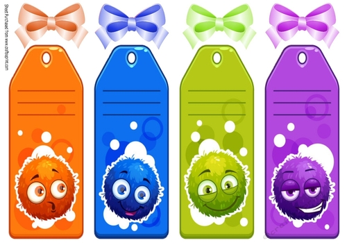 4 Toony Happy Face Book Markers/Toppers (three)