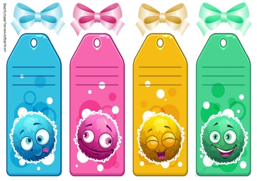 4 Toony Happy Face Book Markers/Toppers (four)